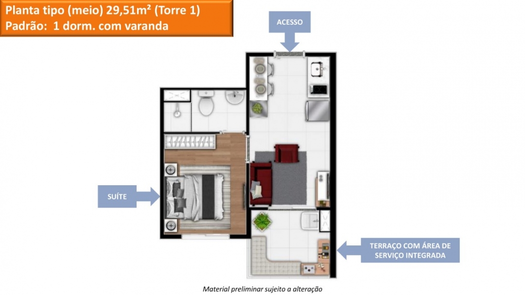 Apartamento à venda com 2 quartos, 41m² - Foto 2