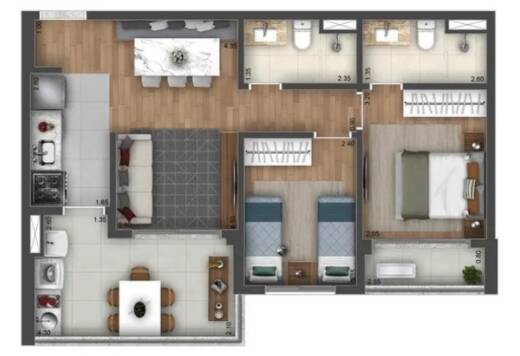 Apartamento à venda com 2 quartos, 65m² - Foto 2